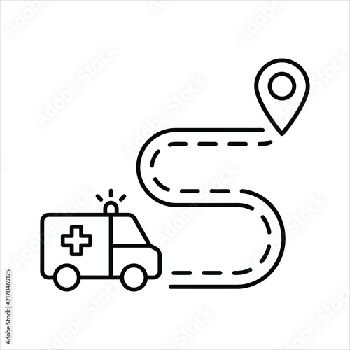 Ambulance Emergency Route Icon - Medical Navigation Outline