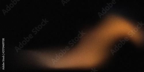 Foto Dark abstract black background with soft orange glowing wave and blurred flowing