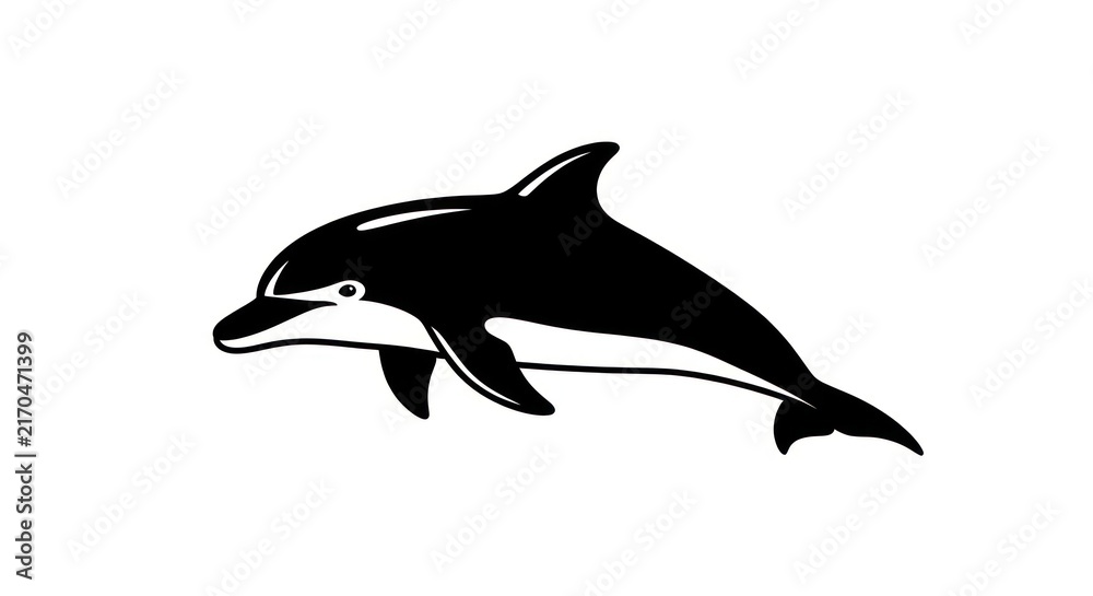 Fototapeta premium Black and white dolphin swimming.
