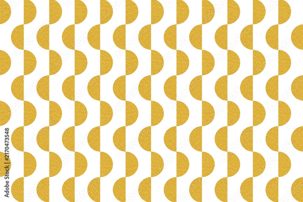 Golden yellow geometric half-circle seamless pattern on a white background. Abstract Gold Wallpaper, Minimalist art deco for textile prints, wrapping paper, wallpaper, packaging, backdrop, branding. 