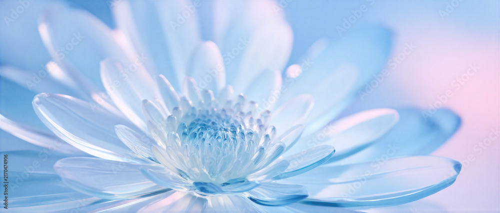 Obraz premium Crystal flower with soft blue and pink light creating delicate and calming atmosphere