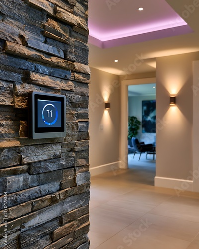 Smart Home Technology Interiors focused on connected climate control Luxury smart home thermostat