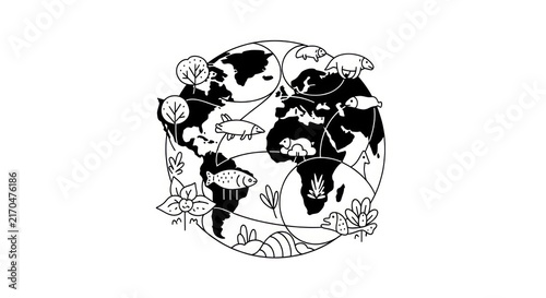 Photography Black and white illustration of earth.