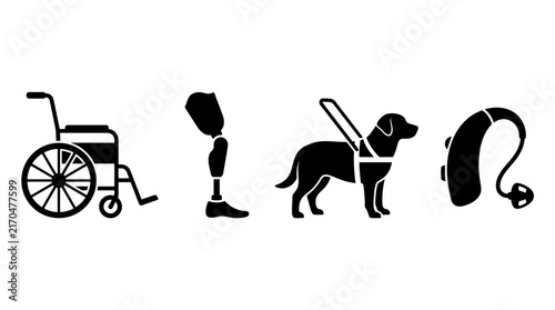 Disability and accessibility silhouette icons.