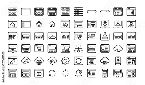 Foto Modern Web Website Homepage Browser UI Thin Line Vector Icons for Apps and Sites