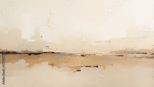 Abstract Minimalist Beige Watercolor Landscape Background with Warm Neutral Horizon Tones