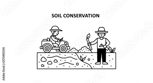 Soil conservation farming agriculture concept.