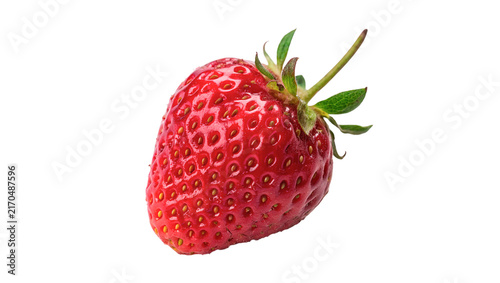 Bild auf Leinwand Single fresh delicious sweet red strawberry isolated on transparent background