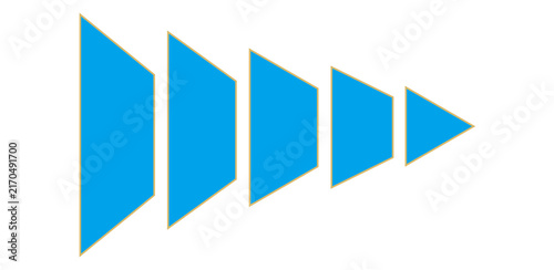 Fotografie An abstract graphic of a series of blue trapezoids and a triangle in increasing size and diminishing width, suggesting movement or progress