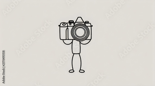 Simple line art icon of a camera illustration