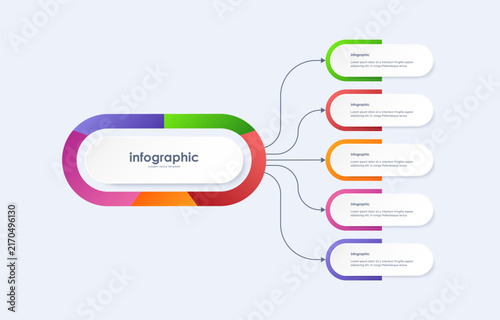 Canvas Print Circle infographic template design with five options or steps