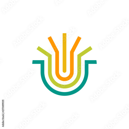 Colorful Open Book in U Letter Education Journal Logo Design Vector