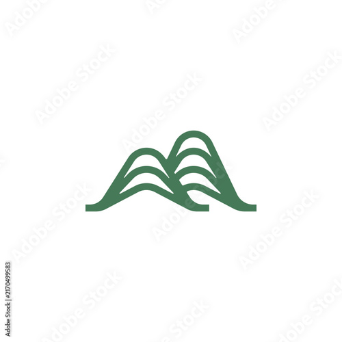 Green Mountain Range with Elevation Topographic Contour Lines Logo Design Vector