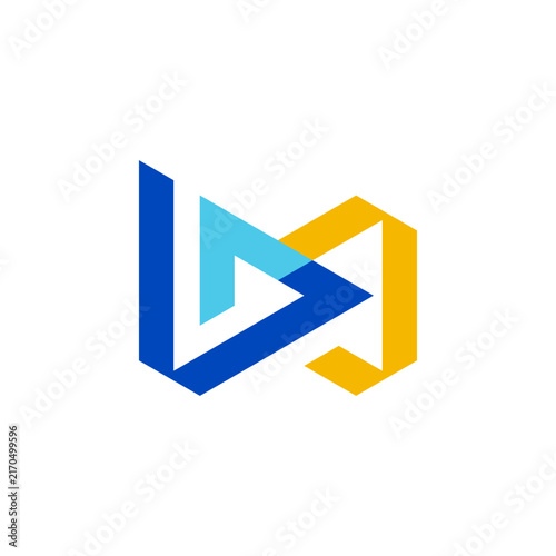 Colorful BM Monogram with Play Button, Hourglass and Infinity Symbol Logo Design Vector