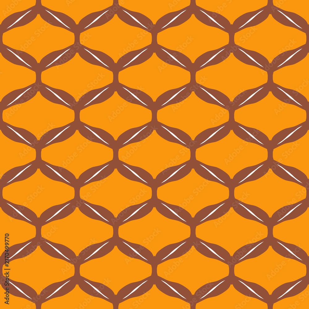 Fototapeta premium Beige Orange Brown Geometric Swirl Seamless Pattern
