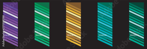 Diagonal striped graphic banners in multiple color schemes on a dark background with diagonal multiple background template illustration creative