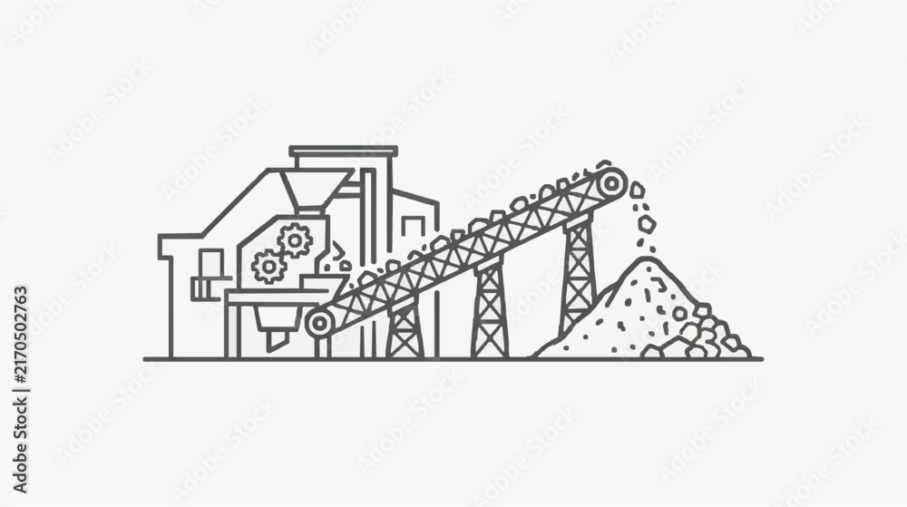 Naklejka premium Industrial Manufacturing Process with Conveyor Belt and Factory Line