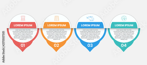 Design template for vector infographic labels with icons and 4 options or steps. Suitable for process diagrams, presentations, workflow layouts, banners, flow charts, and infographics.