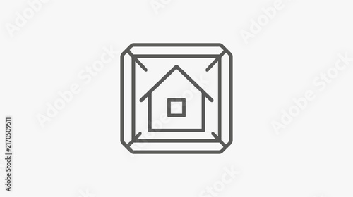 Minimalist House Icon Inside a Square Frame for Web and App Design