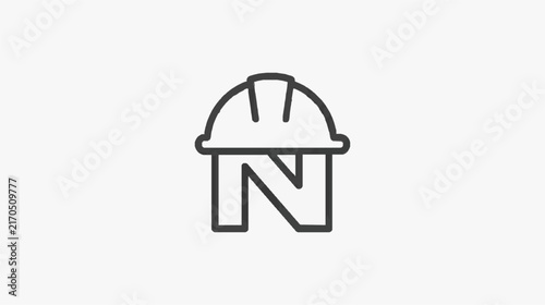 Professional Hard Hat with Letter N for Branding and Design