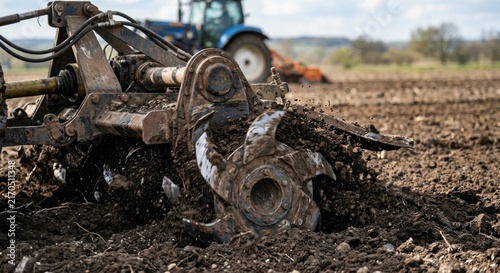 Obraz na płótnie Tractor Plowing Soil in Agricultural Field