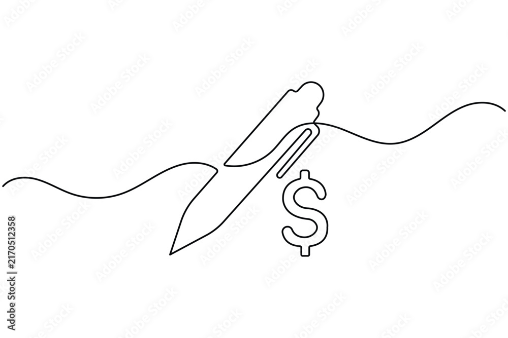 Obraz premium Ball pen lineart continuous one line art with editable stroke minimalist outline design