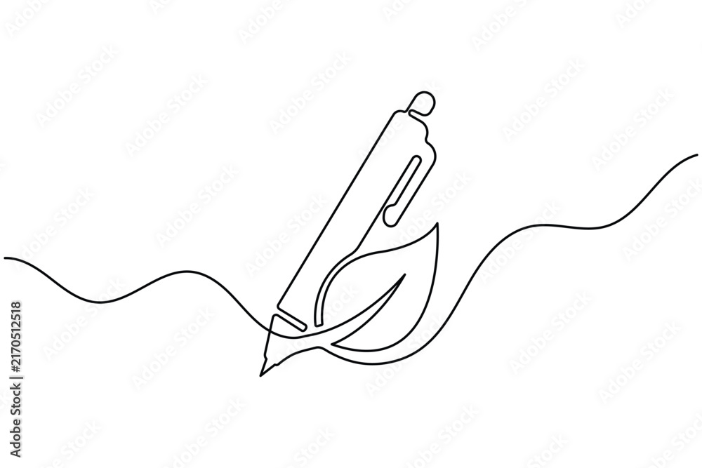 Obraz premium Ball pen lineart continuous one line art with editable stroke minimalist outline design