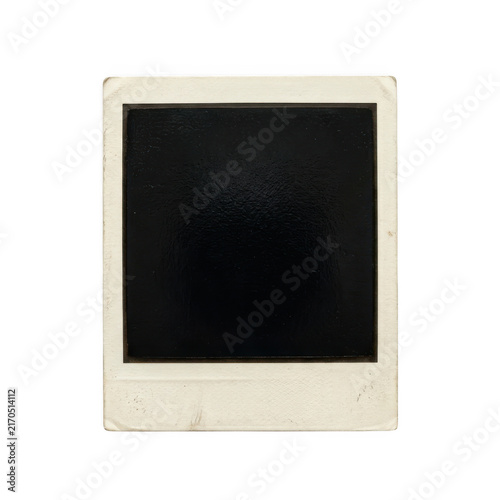 Vintage blank polaroid photo frame with dark empty center