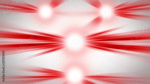 Abstract Red and White Light Streaks with Glowing Orbs.