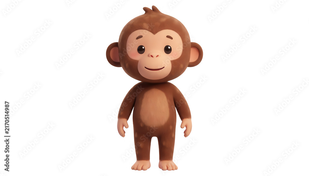 Obraz premium Cute Monkey 3d Render Transparent Background