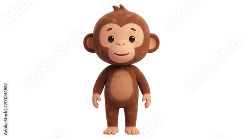 Cute Monkey 3d Render Transparent Background