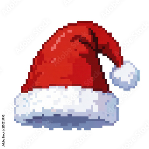 Pixelated Santa Hat Transparent Background