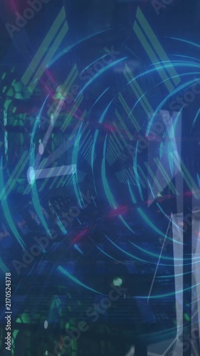 Animation of tunnel made of lights, shapes and lights