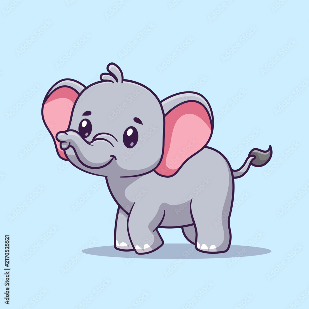 Naklejka premium Cute Elephant Standing Cartoon