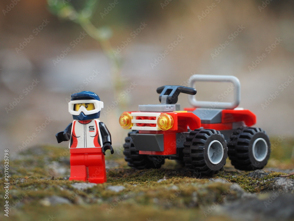 Naklejka premium Indonesia - August 8, 2023 : Mini toy at outdoor with blurred background.