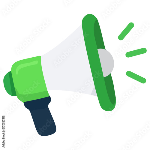 Green Megaphone Vector Icon for Marketing Announcement, Sound Speaker, Advertising Campaign, and Sound Effect Concept
