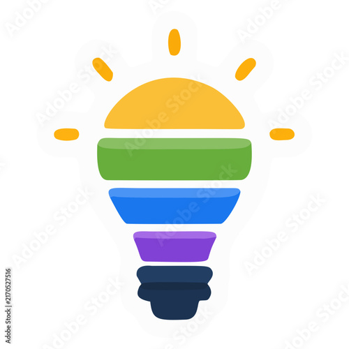 Colorful Light Bulb Vector Icon for Creative Spectrum, Rainbow Idea, Diversity Innovation, Business Strategy, and Inspiration Concept