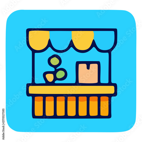 Market Stall Vector Icon for Small Business Shop, Retail Kiosk, Local Store, Online Marketplace, and Commercial Trade Concept