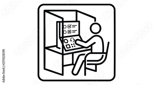 Person Interacting with Voting Ballot Illustration for Election Campaigns