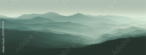 фотографія Abstract Misty mountain range veiled ethereal, atmospheric haze, creating sense profound serenity and vast natural grandeur