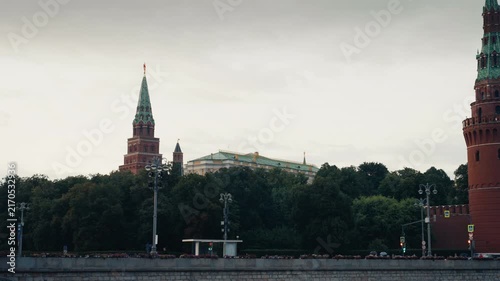 Scenic moscow kremlin view from boat trip on the moskva river