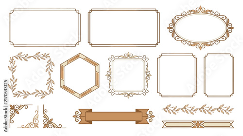 Decorative Vintage Ornate Frames and Borders Collection Isolated