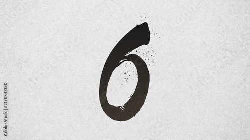 Japanese style brush stroke countdown video from 10 to 0, traditional calligraphy numbers on paper background,4k