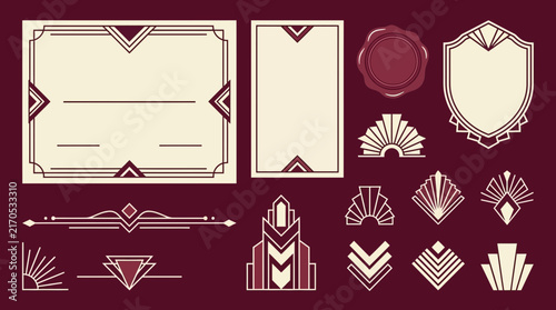 Art Deco Design Elements: Frames, Borders, and Emblems