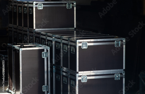 Professional Equipment Flight Cases in Dark Studio