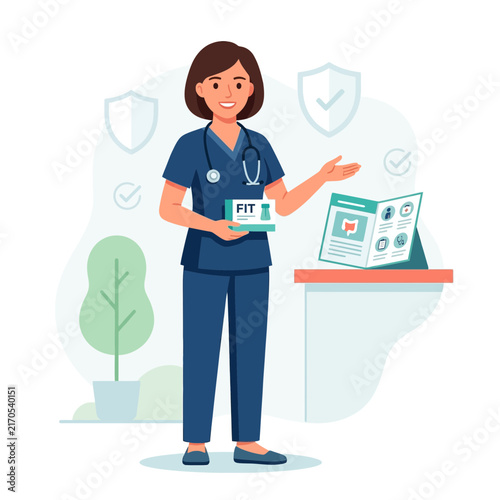 Female Nurse Presenting Health Information and Medical Product