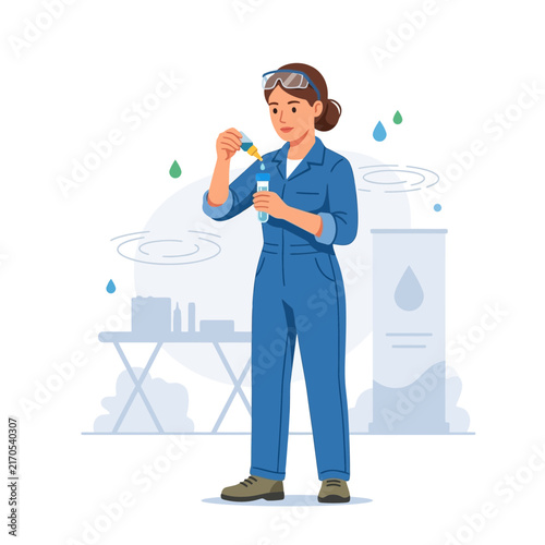 Female Scientist Conducting Chemical Experiment with Dropper and Test Tube