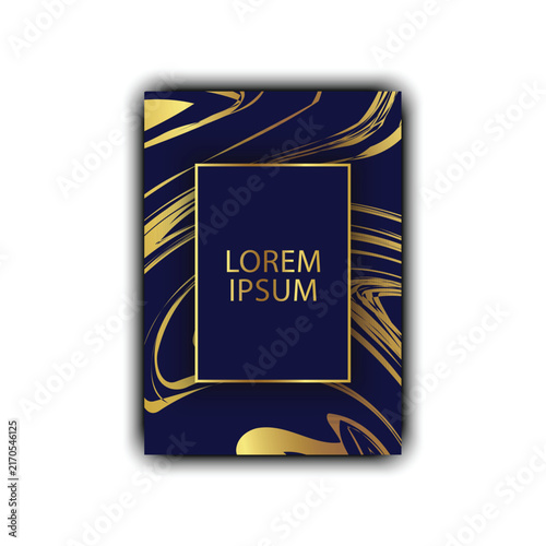 Luxury Dark Blue and Gold Abstract Notebook Cover Design Template