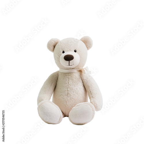 Soft Cream Teddy Bear Toy Isolated on White Background
