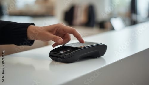 Customer Making a Contactless Payment with a Smartphone